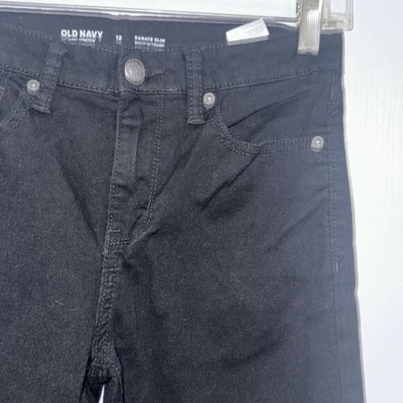 Old Navy Boys Karate Slim Black Stretch Jeans Size 12 Built-In Tough Durable Den - Picture 3 of 8